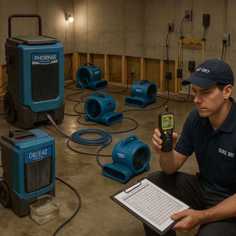 Structural Drying and Dehumidification process in Alma, GA